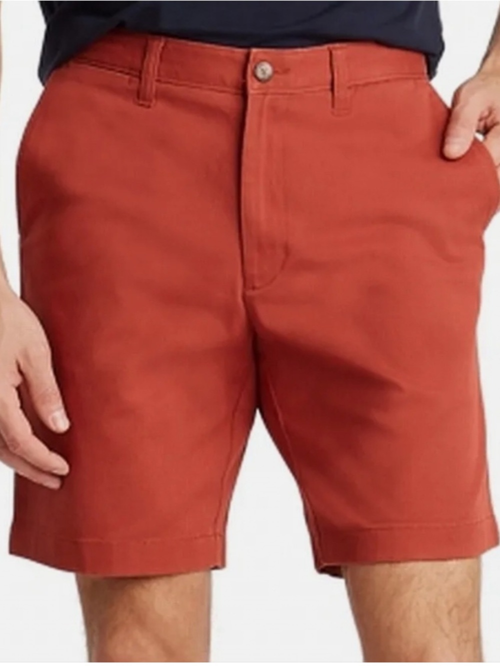 Nautica Flat Front Chino Deck Shorts 32” Waist Burnt Orange Coastal Preppy